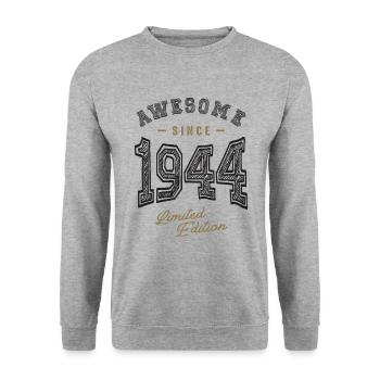 Awesome Since 1944 78th Birthday - Unisex Sweatshirt - salt & pepper - Front - Alina (178cm) & Michal (187cm)