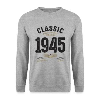 Classique 1945 77e anniversaire - Sweat-shirt Unisexe - gris chiné - Devant - Alina (178cm) & Michal (187cm)