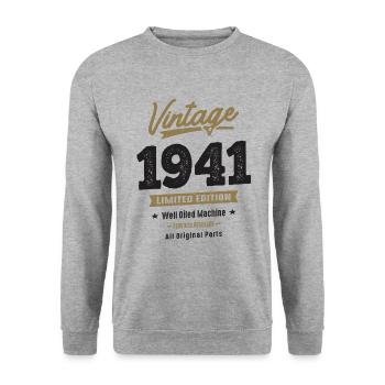 Millésime 1941 81e anniversaire - Sweat-shirt Unisexe - gris chiné - Devant - Alina (178cm) & Michal (187cm)