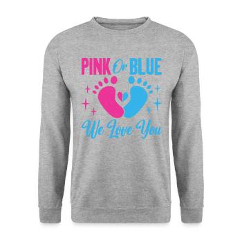 Pink or Blue We Love You Baby Gender Reveal - Unisex Sweatshirt - salt & pepper - Front - Alina (178cm) & Michal (187cm)