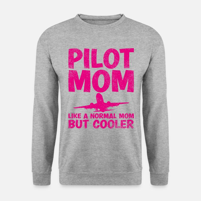 Pilot Mom Wie Eine Normale Mutter, Aber Cooler - Unisex Pullover - Weißgrau meliert