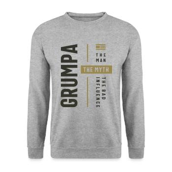 Grumpa Man Myth The Bad Influence - Dad Grandpa - Unisex Sweatshirt - salt & pepper - Front - Alina (178cm) & Michal (187cm)