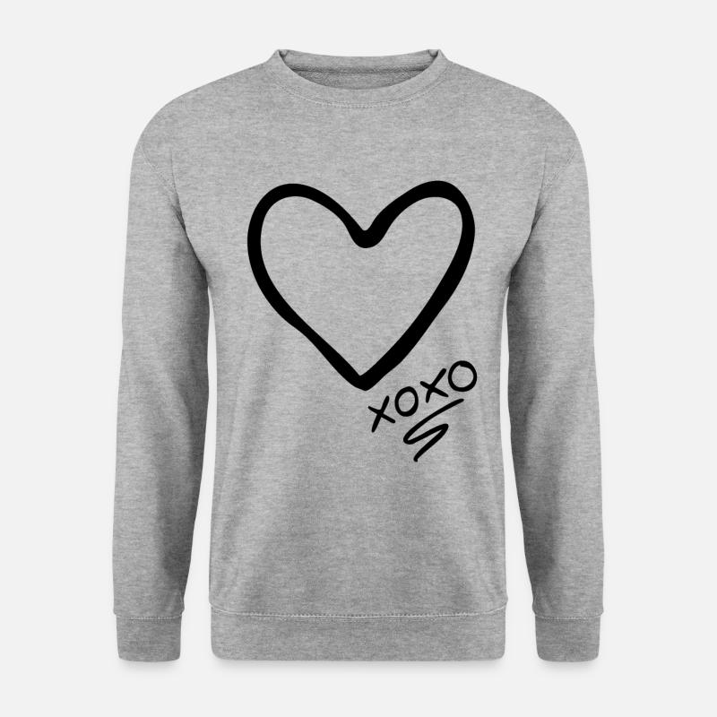 Herz xoxo schwarz - Unisex Pullover - Weißgrau meliert