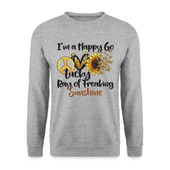 Ich habe Glück Ray Of Freaking Sunshine - Unisex Pullover - Weißgrau meliert - Vorne - Alina (178cm) & Michal (187cm)