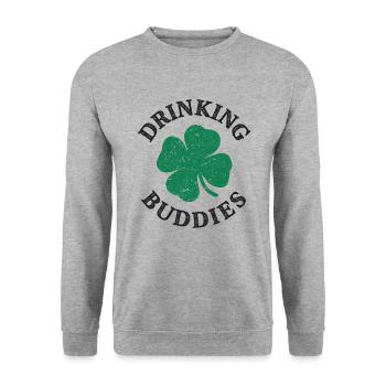Drinking Buddies Funny St Patricks Day - Unisex Sweatshirt - salt & pepper - Front - Alina (178cm) & Michal (187cm)