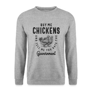 Chickens & Government - Unisex Sweatshirt - salt & pepper - Front - Alina (178cm) & Michal (187cm)