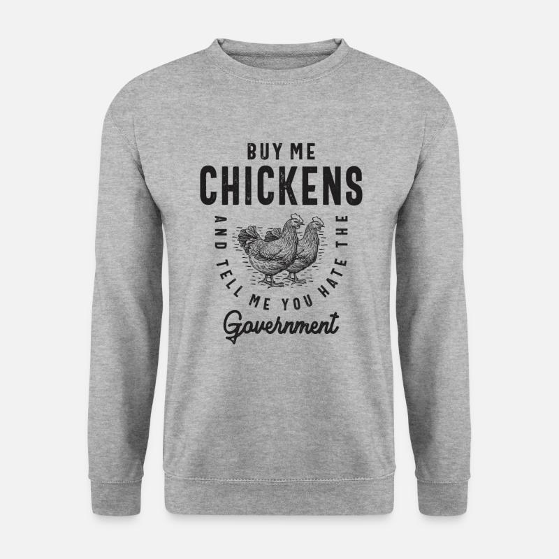 Hühner und Regierung - Unisex Pullover - Weißgrau meliert