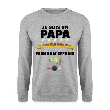 Mon Papa à la Cuisine C'est Le Meilleur - Sweat-shirt Unisexe - gris chiné - Devant - Alina (178cm) & Michal (187cm)
