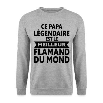 Ce Papa Légendaire Est Le Meilleur FLAMAND Du Mond - Sweat-shirt Unisexe - gris chiné - Devant - Alina (178cm) & Michal (187cm)