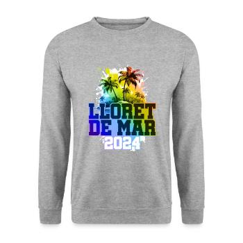 Lloret De Mar 2024 Holiday Palm Trees Colorful - Unisex Sweatshirt - salt & pepper - Front - Alina (178cm) & Michal (187cm)