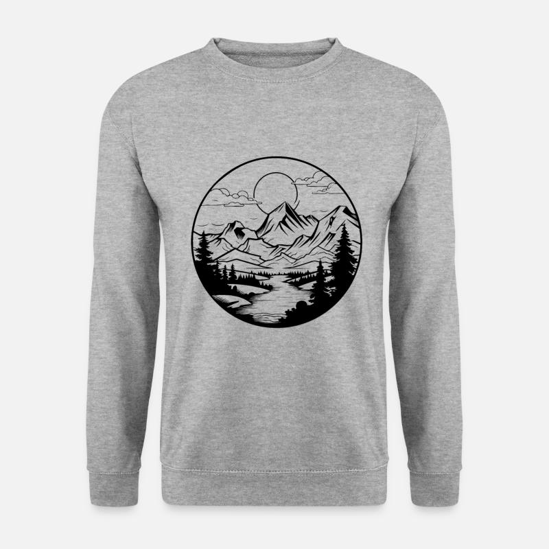 Berge Landschaft Natur - Unisex Pullover - Weißgrau meliert
