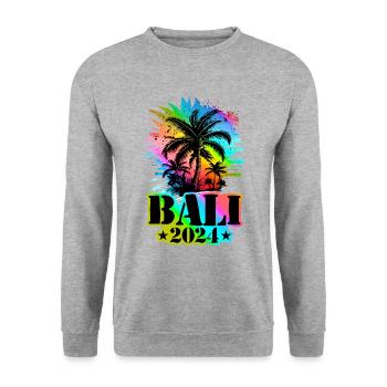 Bali 2024 Urlaub Bunt - Unisex Pullover - Weißgrau meliert - Vorne - Alina (178cm) & Michal (187cm)