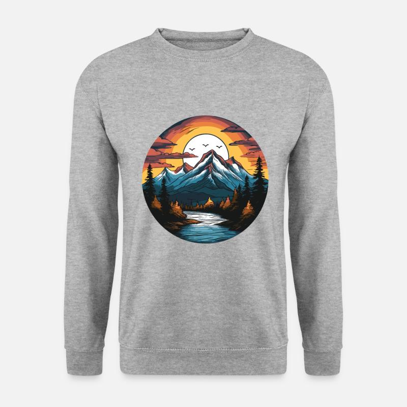 Berge Landschaft Natur Kreis - Unisex Pullover - Weißgrau meliert