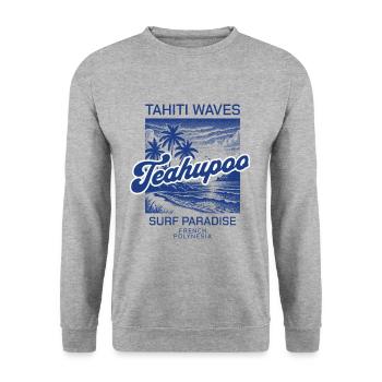 Tahiti waves surf paradise - Sweat-shirt Unisexe - gris chiné - Devant - Alina (178cm) & Michal (187cm)
