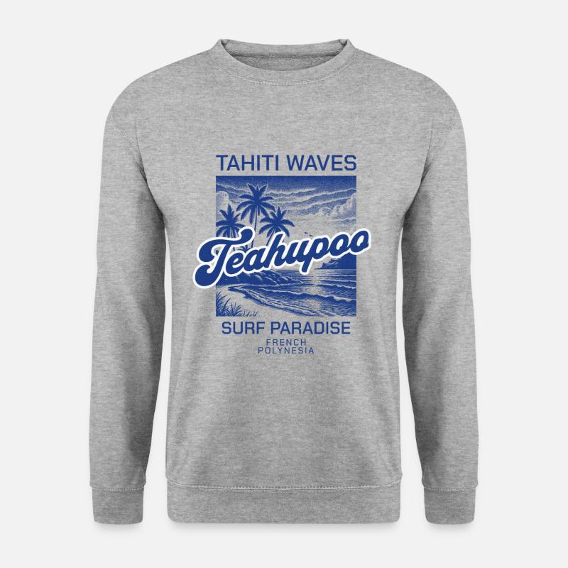 Tahiti Wellen Surfparadies - Unisex Pullover - Weißgrau meliert