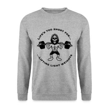 Gym Statement Lifting Heavy Weights - Unisex Pullover - Weißgrau meliert - Vorne - Alina (178cm) & Michal (187cm)
