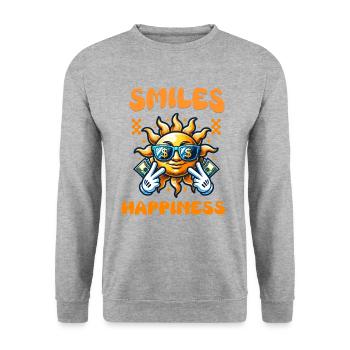 Smiles Happiness - Unisex Pullover - Weißgrau meliert - Vorne - Alina (178cm) & Michal (187cm)