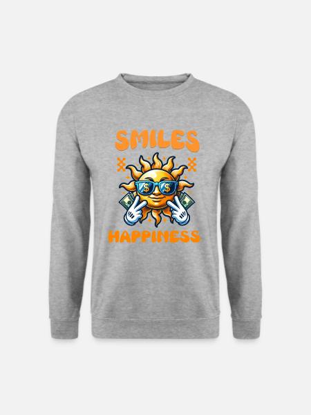 Smiles Happiness - Unisex Pullover - Weißgrau meliert