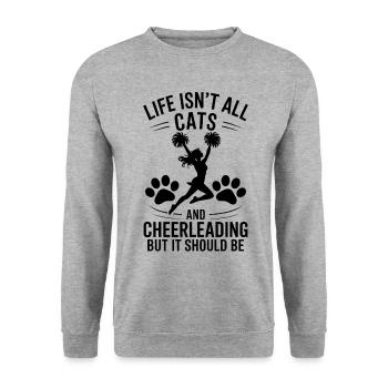 Cheerleading Spruch Lustiges Cheerleading Geschenk - Unisex Pullover - Weißgrau meliert - Vorne - Alina (178cm) & Michal (187cm)
