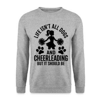 Cheerleading Spruch Lustiges Cheerleading Geschenk - Unisex Pullover - Weißgrau meliert - Vorne - Alina (178cm) & Michal (187cm)