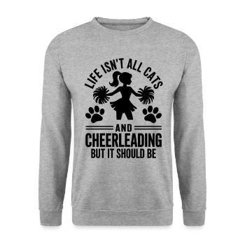 Cheerleading Spruch Lustiges Cheerleading Geschenk - Unisex Pullover - Weißgrau meliert - Vorne - Alina (178cm) & Michal (187cm)