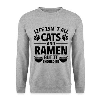 Ramen Cat Anime Funny Kawaii Ramen Gift - Unisex Sweatshirt - salt & pepper - Front - Alina (178cm) & Michal (187cm)