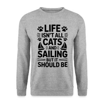 Sailing Saying Cats Sailor Cat Sailing Gift - Unisex Sweatshirt - salt & pepper - Front - Alina (178cm) & Michal (187cm)