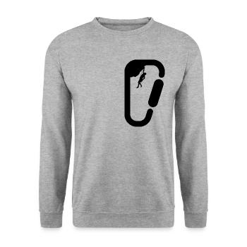Klettern im Karabiner für Klettersportler - Unisex Pullover - Weißgrau meliert - Vorne - Alina (178cm) & Michal (187cm)