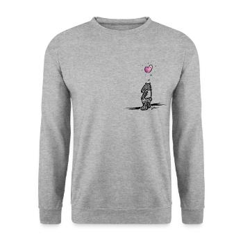 Tapir triste avec un cœur pour l’amour et la solidarité - Sweat-shirt Unisexe - gris chiné - Devant - Alina (178cm) & Michal (187cm)