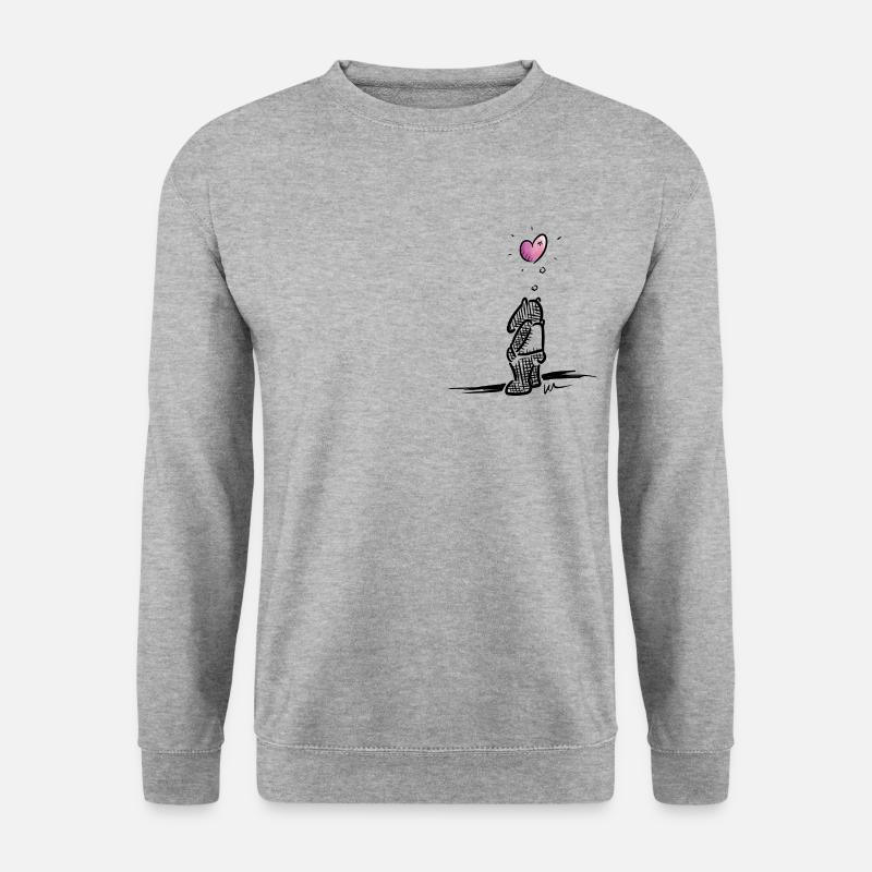 Trauriger Tapir mit Herz für Liebe & Solidarität - Unisex Pullover - Weißgrau meliert