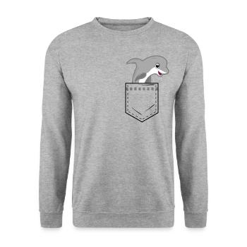 Shirt pocket with cute dolphin - Unisex Sweatshirt - salt & pepper - Front - Alina (178cm) & Michal (187cm)