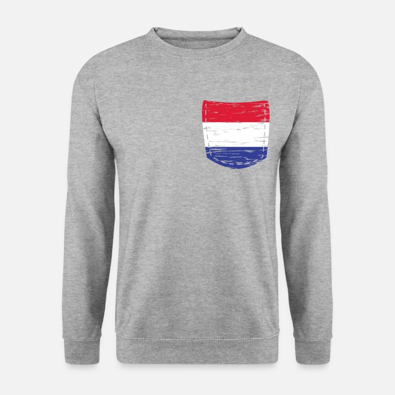 Niederlande Pocket Tasche Geschenk - Unisex Pullover - Weißgrau meliert