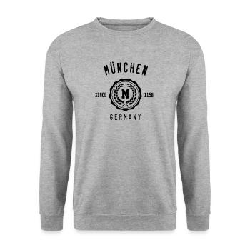 München - Unisex Pullover - Weißgrau meliert - Vorne - Alina (178cm) & Michal (187cm)