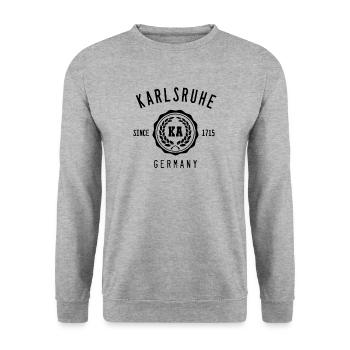 Karlsruhe Baden Collegestyle - Unisex Pullover - Weißgrau meliert - Vorne - Alina (178cm) & Michal (187cm)