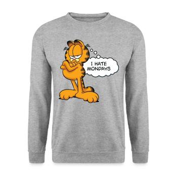 Garfield I Hate Mondays - Unisex Sweatshirt - salt & pepper - Front - Alina (178cm) & Michal (187cm)
