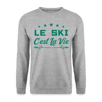 Le ski c est la vie - Sweat-shirt Unisexe - gris chiné - Devant - Alina (178cm) & Michal (187cm)