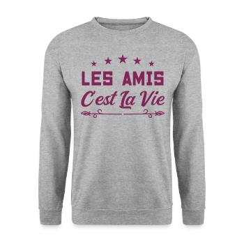 La raclette c est la vie - Sweat-shirt Unisexe - gris chiné - Devant - Alina (178cm) & Michal (187cm)