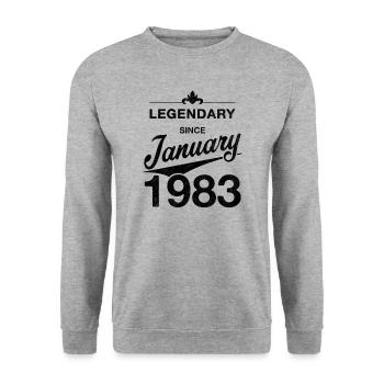 40e anniversaire Légendaire Janvier 1983 Année 83 - Sweat-shirt Unisexe - gris chiné - Devant - Alina (178cm) & Michal (187cm)