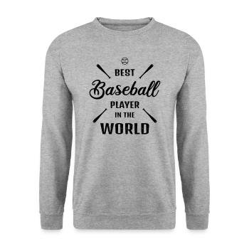 Meilleur joueur de baseball dans le monde Cadeau de baseball - Sweat-shirt Unisexe - gris chiné - Devant - Alina (178cm) & Michal (187cm)
