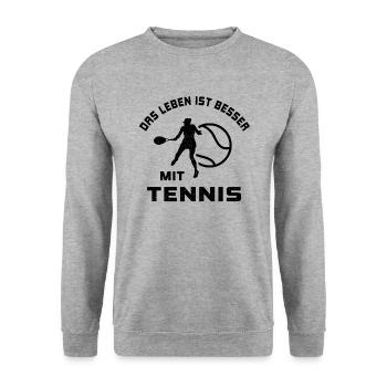 La vie est meilleure avec les joueurs de tennis de l’équipe de tennis - Sweat-shirt Unisexe - gris chiné - Devant - Alina (178cm) & Michal (187cm)