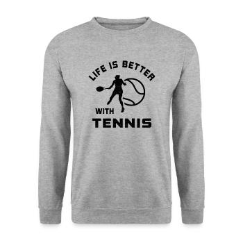 La vie est meilleure avec les joueurs de tennis de l’équipe de tennis - Sweat-shirt Unisexe - gris chiné - Devant - Alina (178cm) & Michal (187cm)