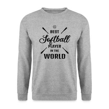 Meilleur joueur de softball au monde Cadeau de baseball - Sweat-shirt Unisexe - gris chiné - Devant - Alina (178cm) & Michal (187cm)