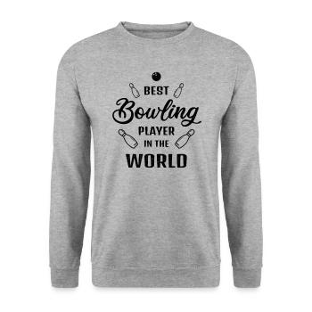 Best Bowler in the World Bowling Saying Gift - Unisex Sweatshirt - salt & pepper - Front - Alina (178cm) & Michal (187cm)