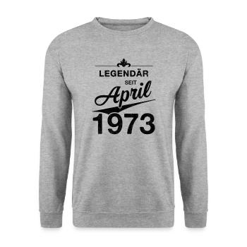 50. Geburtstag Legendär April 1973 Jahrgang 73 - Unisex Pullover - Weißgrau meliert - Vorne - Alina (178cm) & Michal (187cm)