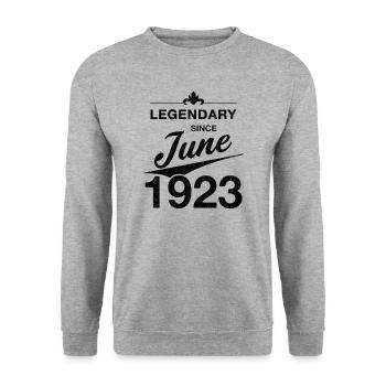 100. Geburtstag Legendär Juni 1923 Jahrgang 23 - Unisex Pullover - Weißgrau meliert - Vorne - Alina (178cm) & Michal (187cm)