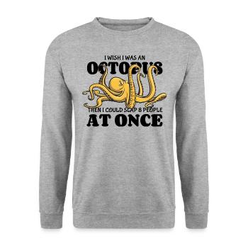Octopus - gifler 8 personnes à la fois - dire - Sweat-shirt Unisexe - gris chiné - Devant - Alina (178cm) & Michal (187cm)
