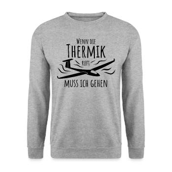 Wenn die Thermik ruft muss ich gehen - Segelflug - Unisex Pullover - Weißgrau meliert - Vorne - Alina (178cm) & Michal (187cm)