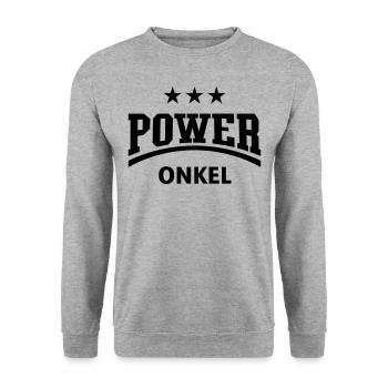 Power Onkel (Poweronkel / Black) - Unisex Pullover - Weißgrau meliert - Vorne - Alina (178cm) & Michal (187cm)