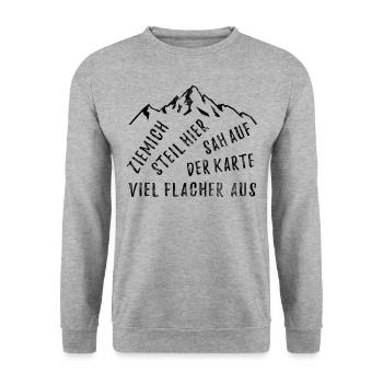 Ziemlich steil hier, sah auf der Karte flacher aus - Unisex Pullover - Weißgrau meliert - Vorne - Alina (178cm) & Michal (187cm)