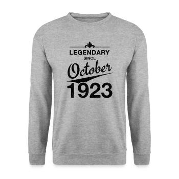 100 Geburtstag Legendär Oktober 1923 Jahrgang 23 - Unisex Pullover - Weißgrau meliert - Vorne - Alina (178cm) & Michal (187cm)